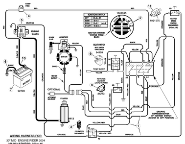 Electrical System Diagram and Parts List for 309001X08A 2009 Briggs and Stratton Lawn Tractor